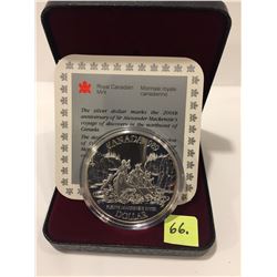 1989 Canada One Dollar Proof Coin; MacKenzie River (.375 Troy oz Silver)