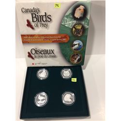 2000 Canada Sterling Silver Fifty Cent Set; 4 Coins; Birds of Prey