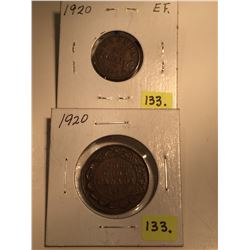 1920 Canada (1 Large) & (1 Small) One Cents