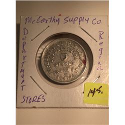 Good for 5 Cents McCarthy Suply Co.; Regina