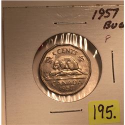 1957 Canada Five Cent; Bug Tail Variety