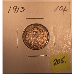 1913 Canada Silver Ten Cent