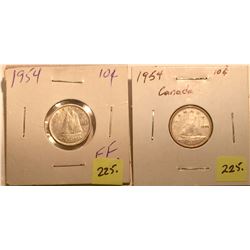 1954 Canada Silver Ten Cent