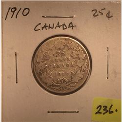 1910 Canada Silver Twenty-five Cent