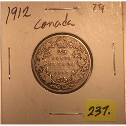 1912 Canada Silver Twenty-five Cent
