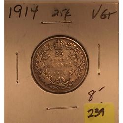 1914 Canada Silver Twenty-five Cent