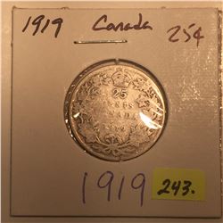 1919 Canada Silver Twenty-five Cent