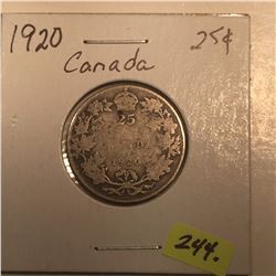 1920 Canada Silver Twenty-five Cent