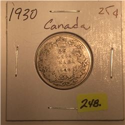 1930 Canada Silver Twenty-five Cent