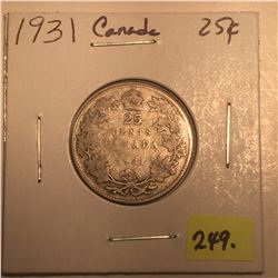 1931 Canada Silver Twenty-five Cent