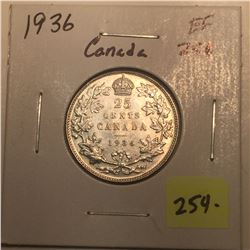 1936 Canada Silver Twenty-five Cent