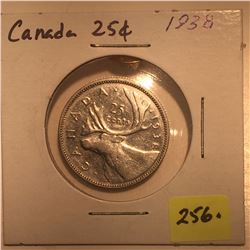 1938 Canada Silver Twenty-five Cent