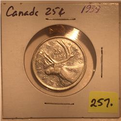 1939 Canada Silver Twenty-five Cent