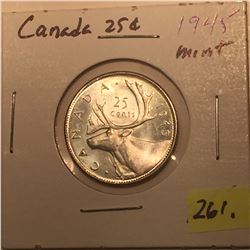 1945 Canada Silver Twenty-five Cent