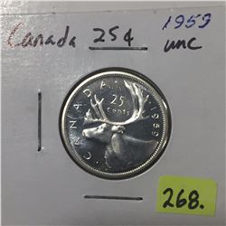 1959 Canada Silver Twenty-five Cent