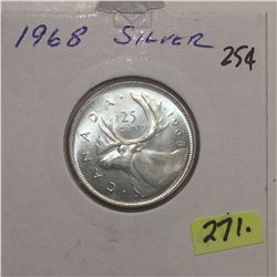 1968 Canada Silver Twenty-five Cent