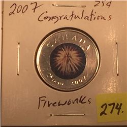 2007 Congratulations Coloured Canada Twenty-five Cent