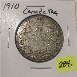 1910 Canada Sterling Silver Fifty Cent