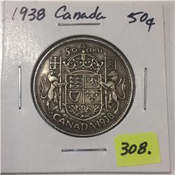 1938 Canada Silver Fifty Cent