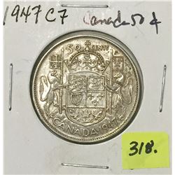 1947 'C7' Canada Silver Fifty Cent