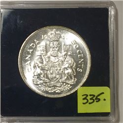 1961 Canada Silver Fifty Cent - Uncirc. - in Black Quadrum