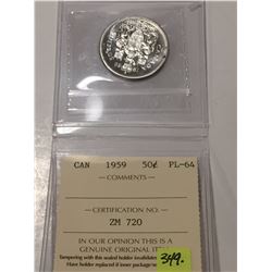 1959 Canada Fifty Cent - ICCS Graded PL-64