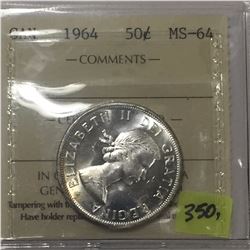 1964 Canada Fifty Cent - ICCS Graded MS-64