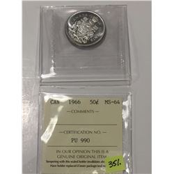 1966 Canada Fifty Cent - ICCS Graded MS-64