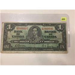 1937 Ck of Canada One Dollar Bill; SN E/M 2333335