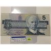 Image 2 : 1986 Canada Five Dollar Bill; SN ANX0074224; Scarce Replacement Note