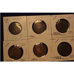 Canada Large Pennies (6) Complete Set of 1880's (1881;1882;1884;1886;1887;1888)