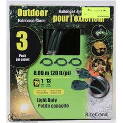 3PK OUTDOOR EXTENSION CORDS