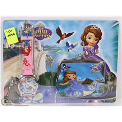 NEW KIDS 2-IN-1 WALLET & WATCH SET - SOFIA THE