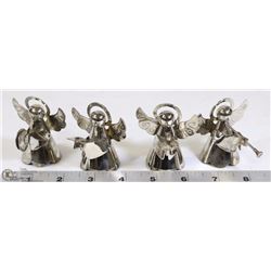 4 SILVER PLATED ANGEL ORNAMENTS INCL