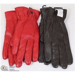 2 PAIRS OF WOMENS LEATHER GLOVES SIZE LARGE