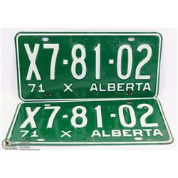 PAIR OF UNUSED 1971 ALBERTA  LICENSE PLATES