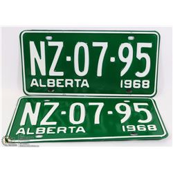 PAIR OF UNUSED 1968 ALBERTA  LICENSE PLATES