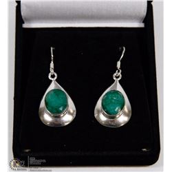 #127-NATURAL GREEN EMERALD EARRINGS