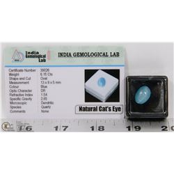 #90-NATURAL BLUE CAT'S EYE LOOSE GEMSTONE
