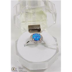 #102-AUSTRALIAN BLUE FIRE OPAL & CZ RING