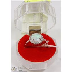 #94-WHITE FIRE OPAL & CZ RING