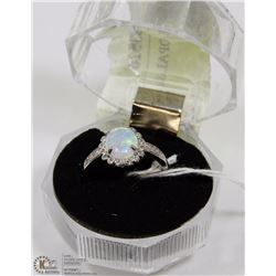 #98-WHITE FIRE OPAL & CZ RING