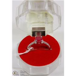 #116-RED RUBY & CZ RING