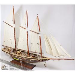 VINTAGE WOODEN SAILSHIP 32” X 24”