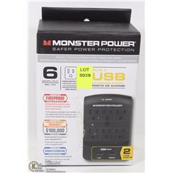 MONSTER POWER 6 OUTLET PLUS 2USB SURGE PROTECTOR