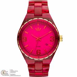 1) ADIDAS PINK TRANSPARENT STRAP ANALOG WATCH