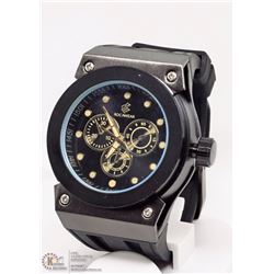 2) ROCAWEAR BLACK RUBBER STRAP & DIAL MEN'S WATCH