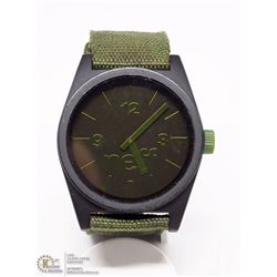 14) NEFF GREEN NYLON STRAP, BLACK DIAL MEN'S WATCH