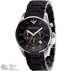 17) EMPORIO ARMANI SS BLK RUBBER STRAP MEN'S WATCH