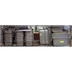 SHELF FULL OF STAINLESS INSERTS VARIOUS SIZES